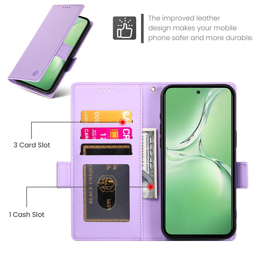 DF-010 For Oppo K12 / OnePlus Nord CE4 5G Stand Case Anti-Drop PU Leather Wallet Phone Cover - Purple