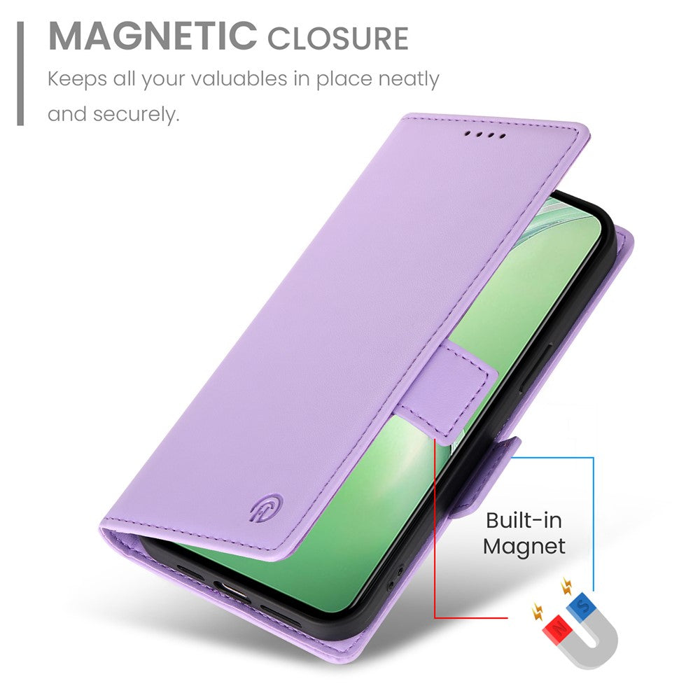 DF-010 For Oppo K12 / OnePlus Nord CE4 5G Stand Case Anti-Drop PU Leather Wallet Phone Cover - Purple
