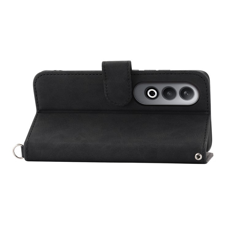 For Oppo K12 / OnePlus Nord CE4 5G Case Flower Imprint Leather Wallet Phone Cover - Black