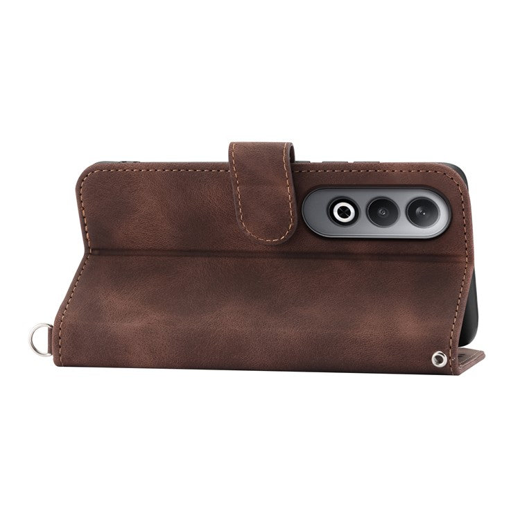 For Oppo K12 / OnePlus Nord CE4 5G Case Flower Imprint Leather Wallet Phone Cover - Brown