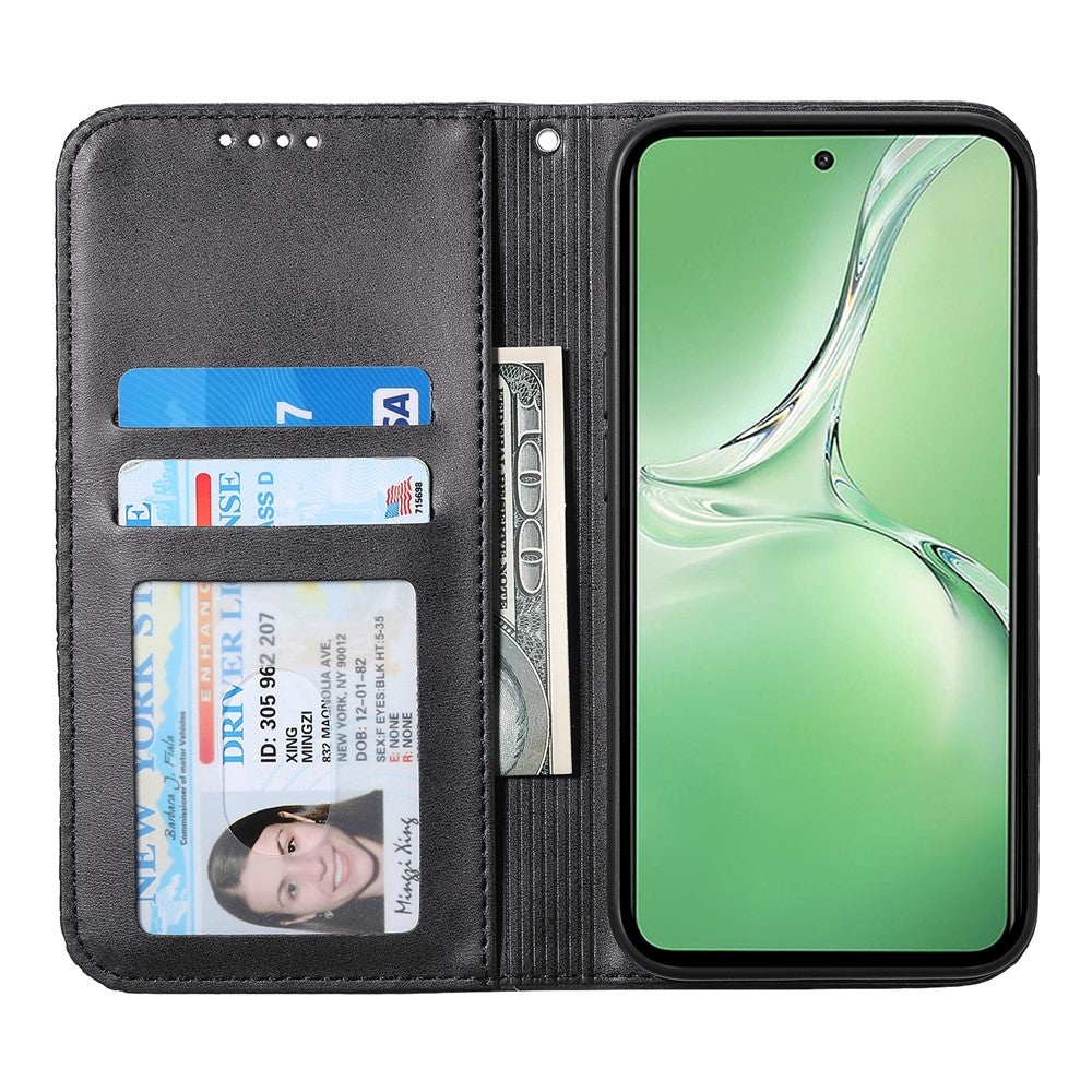 For Oppo K12 / OnePlus Nord CE4 5G Case Calf Texture PU Leather Phone Cover with Wallet - Black