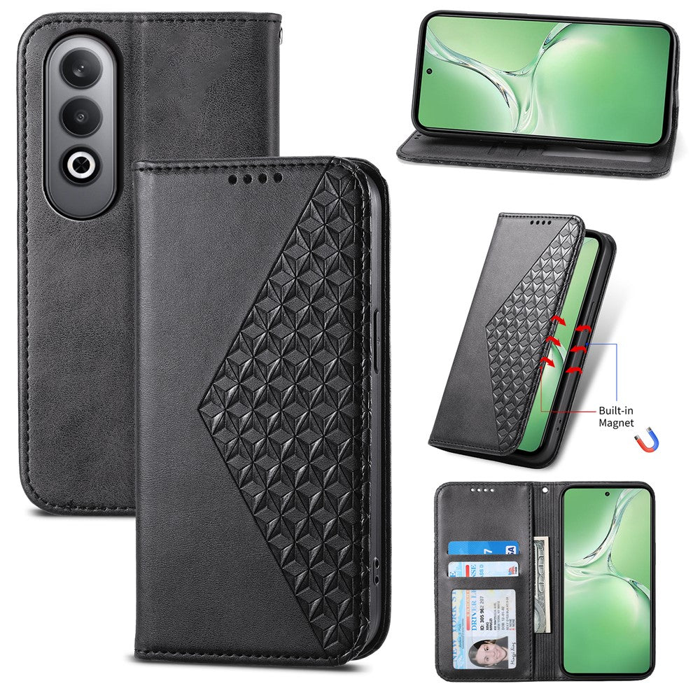 For Oppo K12 / OnePlus Nord CE4 5G Case Calf Texture PU Leather Phone Cover with Wallet - Black