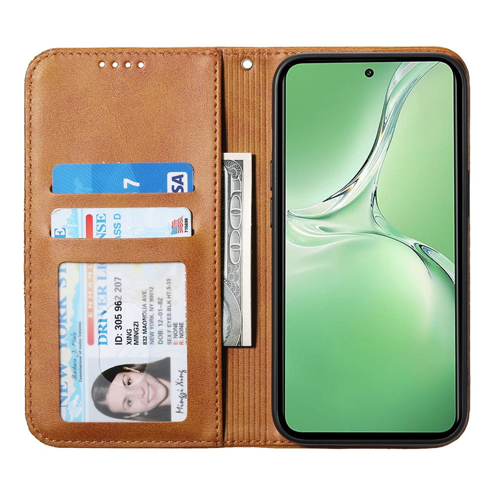 For Oppo K12 / OnePlus Nord CE4 5G Case Calf Texture PU Leather Phone Cover with Wallet - Yellow