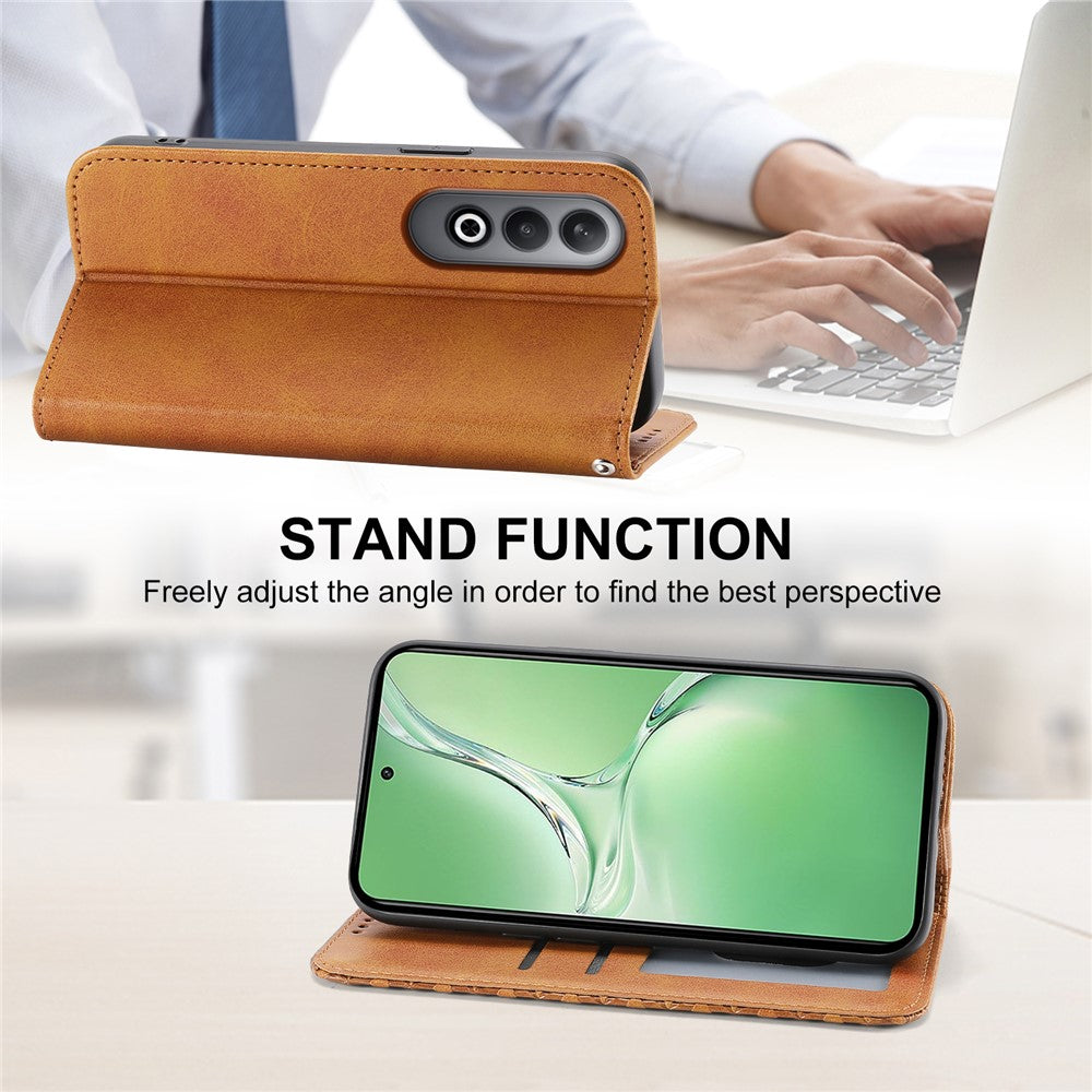 For Oppo K12 / OnePlus Nord CE4 5G Case Calf Texture PU Leather Phone Cover with Wallet - Yellow