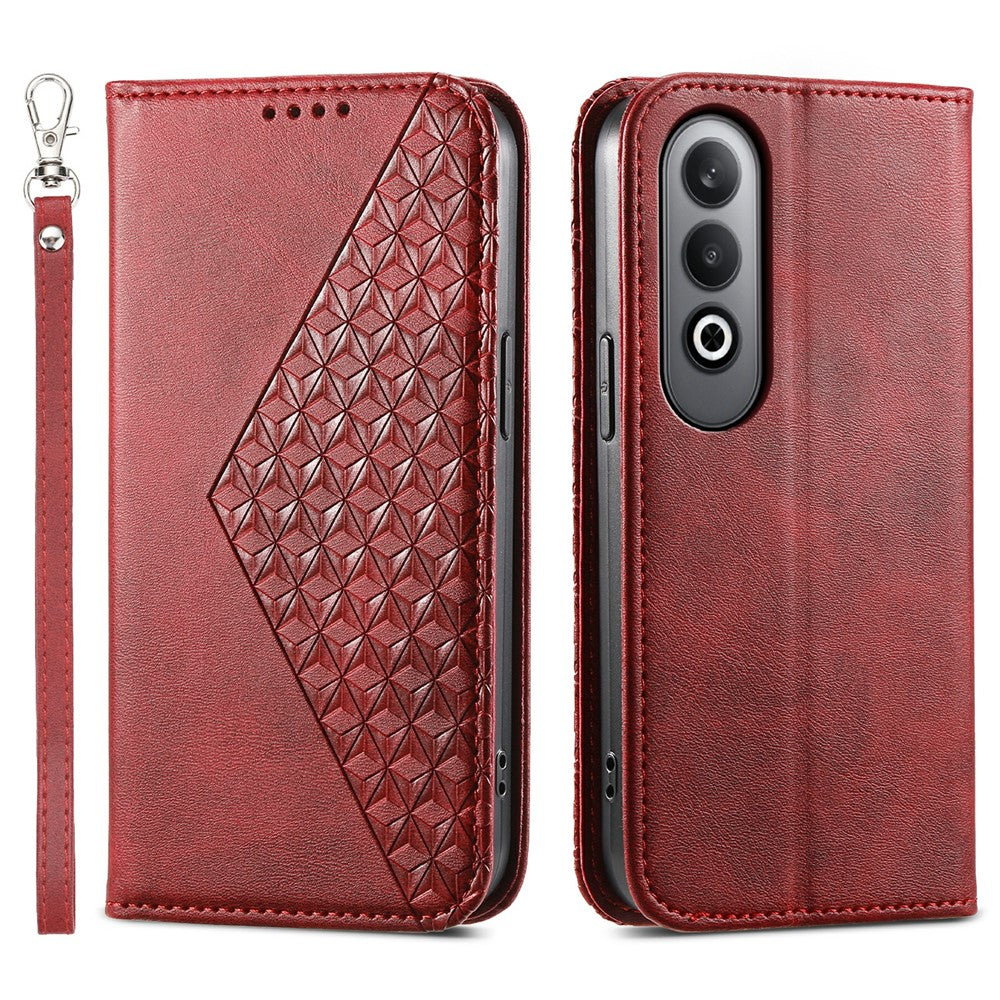 For Oppo K12 / OnePlus Nord CE4 5G Case Calf Texture PU Leather Phone Cover with Wallet - Red