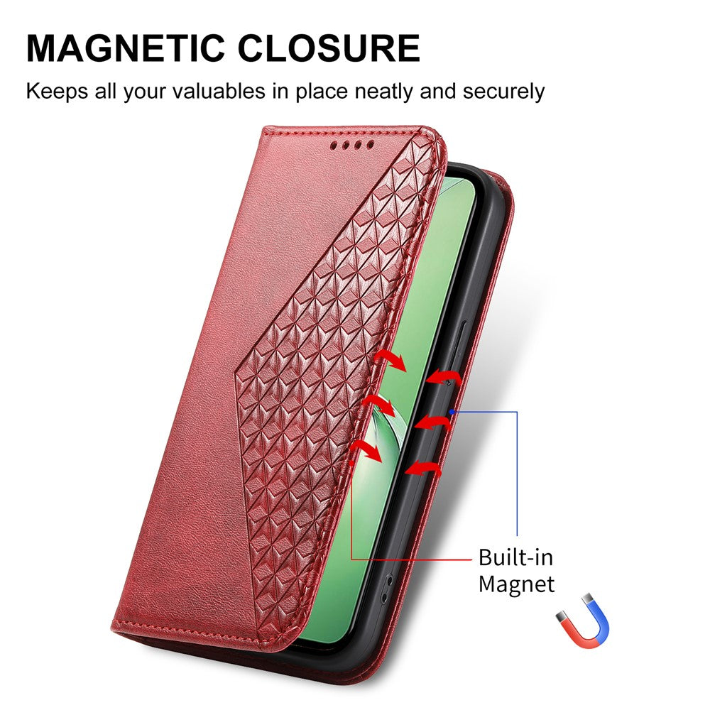 For Oppo K12 / OnePlus Nord CE4 5G Case Calf Texture PU Leather Phone Cover with Wallet - Red