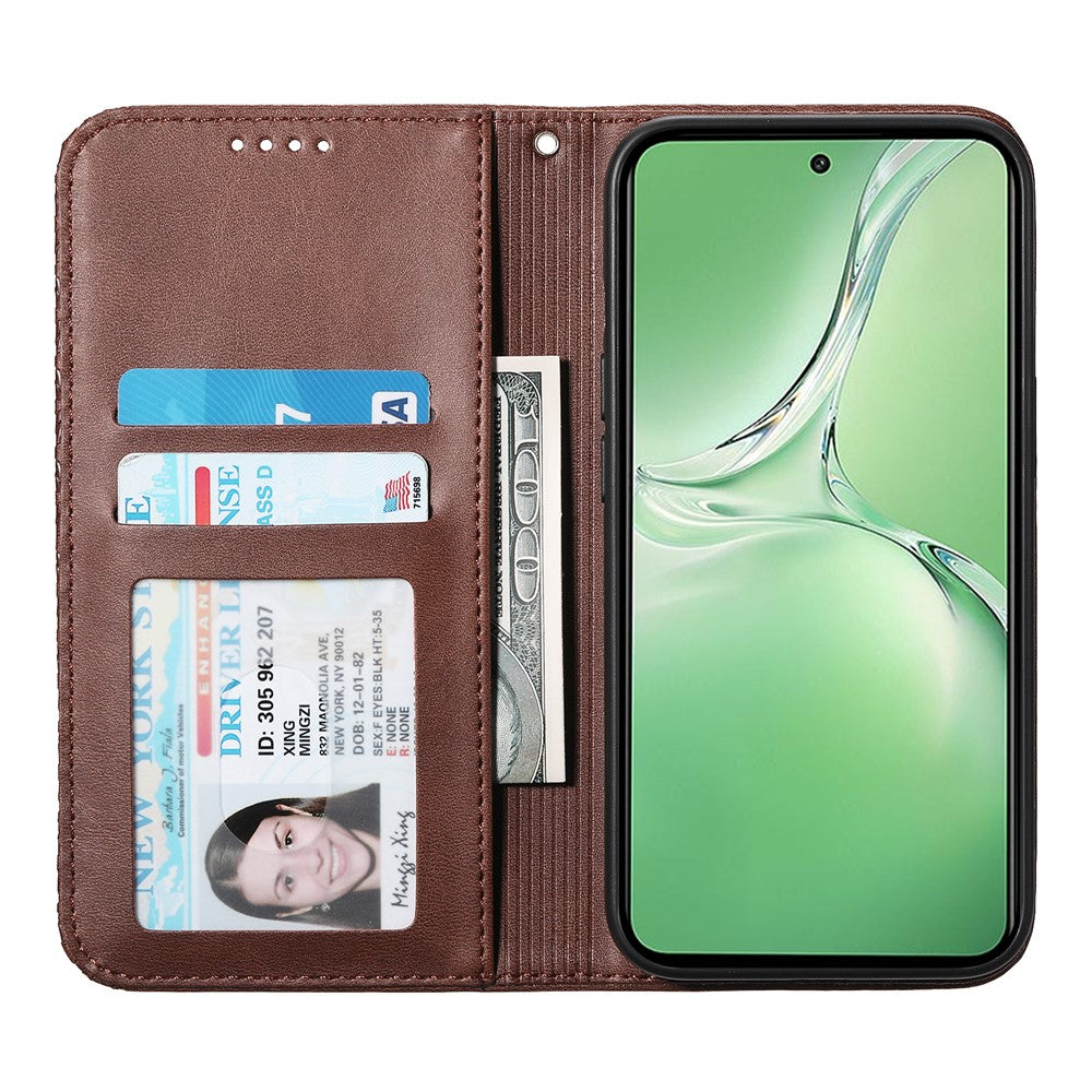 For Oppo K12 / OnePlus Nord CE4 5G Case Calf Texture PU Leather Phone Cover with Wallet - Brown