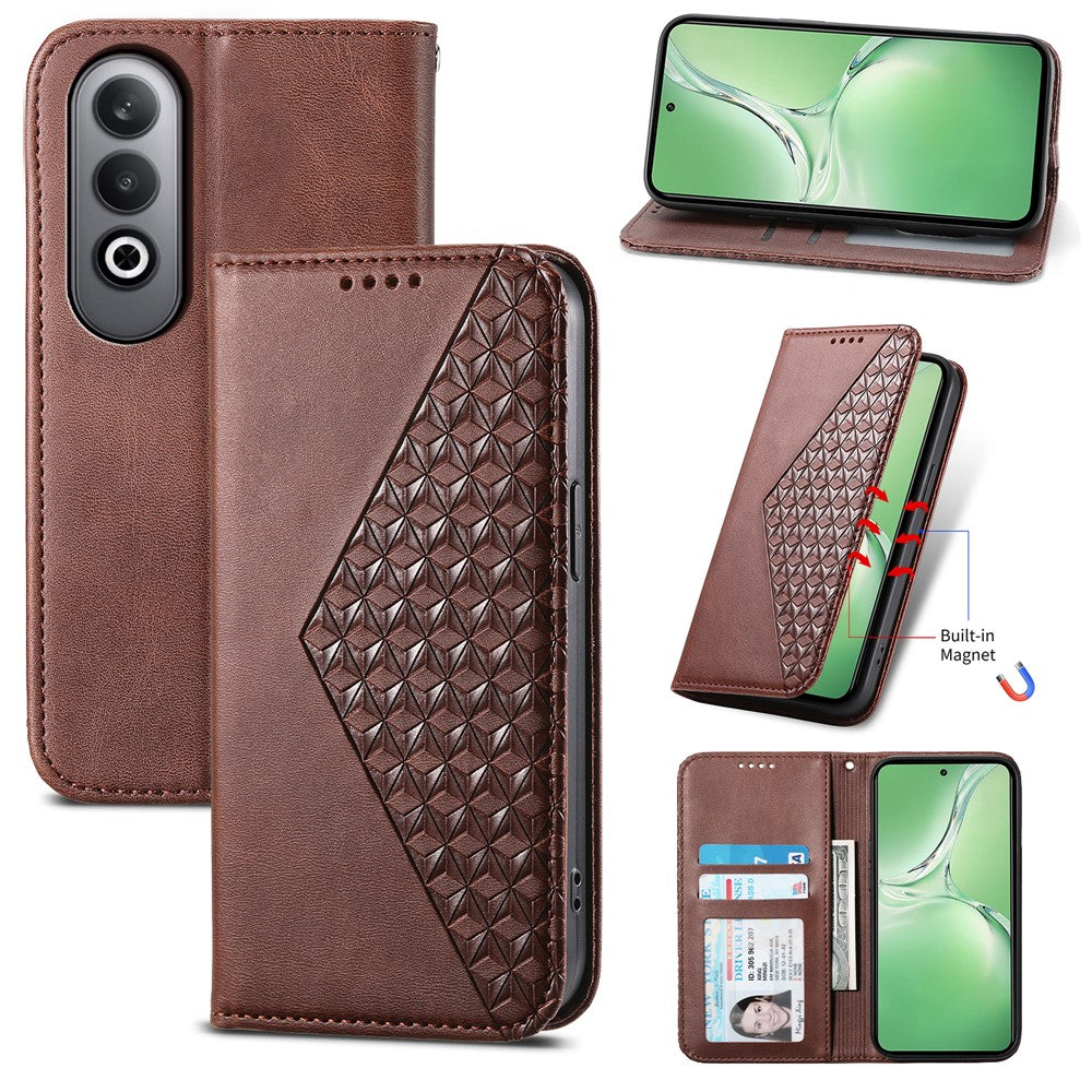 For Oppo K12 / OnePlus Nord CE4 5G Case Calf Texture PU Leather Phone Cover with Wallet - Brown