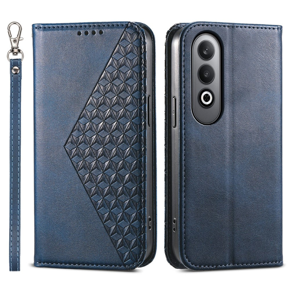 For Oppo K12 / OnePlus Nord CE4 5G Case Calf Texture PU Leather Phone Cover with Wallet - Blue