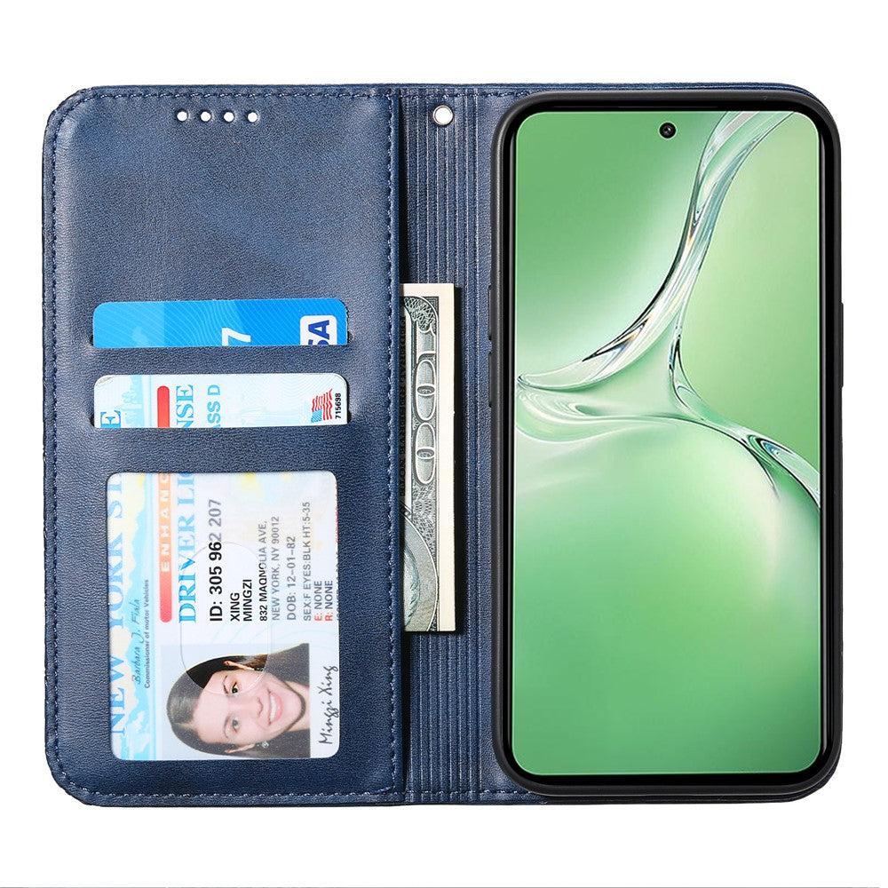 For Oppo K12 / OnePlus Nord CE4 5G Case Calf Texture PU Leather Phone Cover with Wallet - Blue