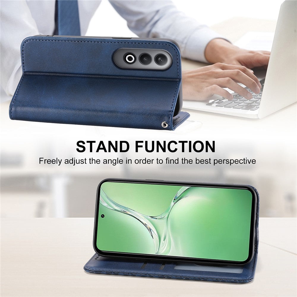 For Oppo K12 / OnePlus Nord CE4 5G Case Calf Texture PU Leather Phone Cover with Wallet - Blue