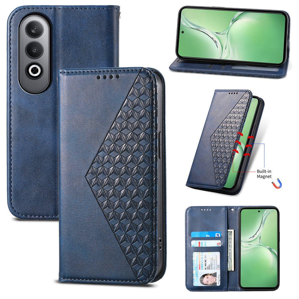 For Oppo K12 / OnePlus Nord CE4 5G Case Calf Texture PU Leather Phone Cover with Wallet - Blue