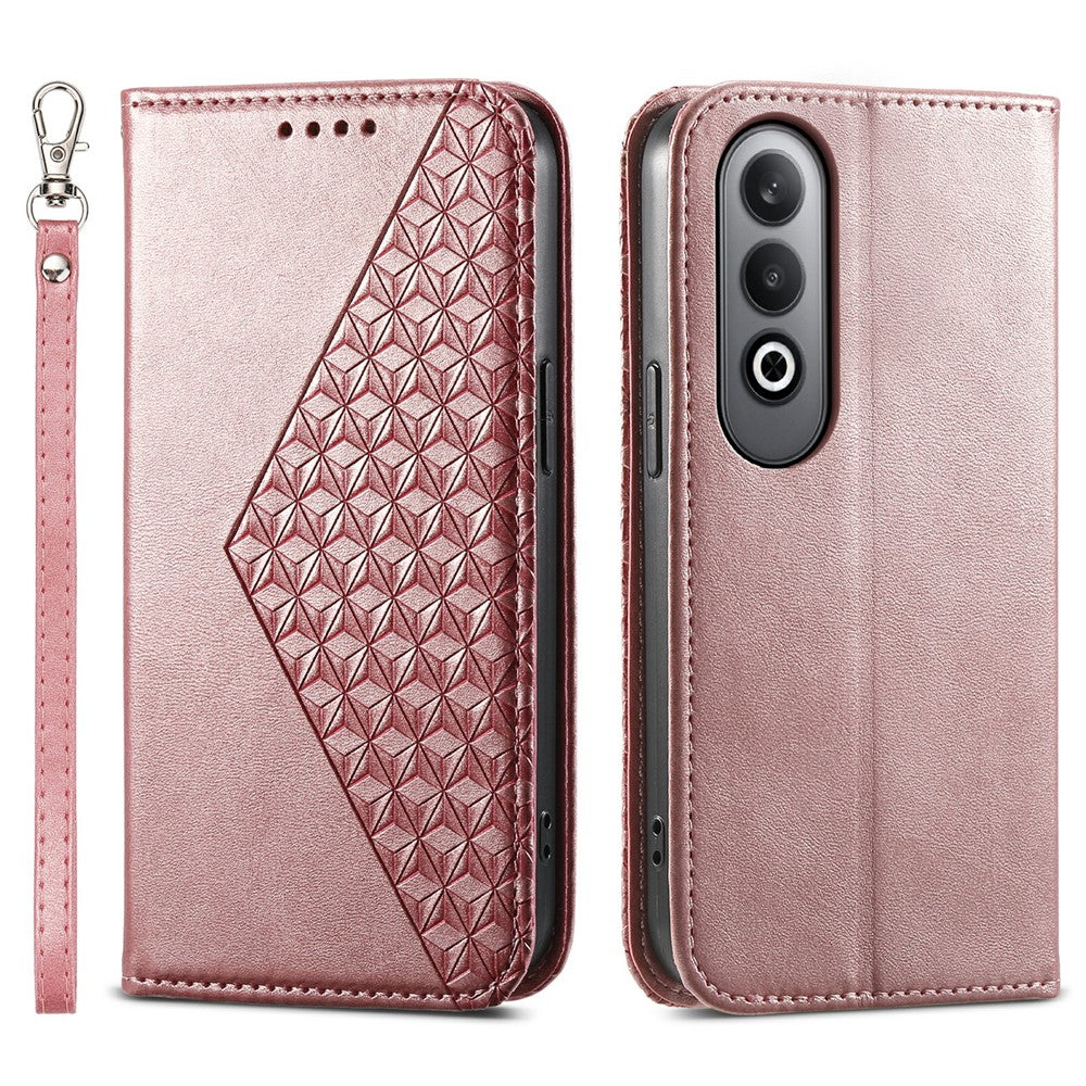 For Oppo K12 / OnePlus Nord CE4 5G Case Calf Texture PU Leather Phone Cover with Wallet - Rose Gold
