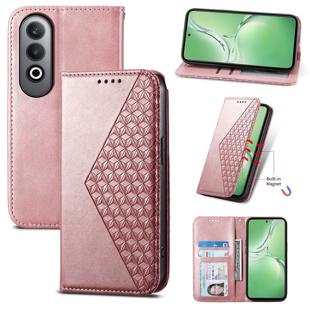 For Oppo K12 / OnePlus Nord CE4 5G Case Calf Texture PU Leather Phone Cover with Wallet - Rose Gold