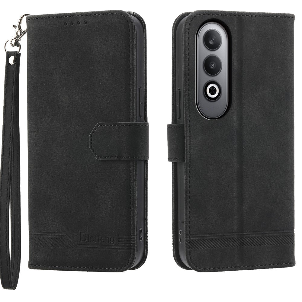 DIERFENG DF-03 For Oppo K12 / OnePlus Nord CE4 5G Wallet Case Anti-Drop Leather Phone Cover - Black