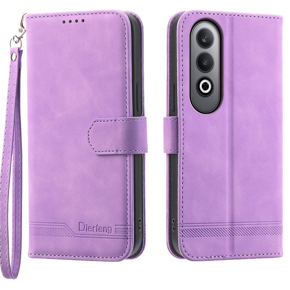 DIERFENG DF-03 For Oppo K12 / OnePlus Nord CE4 5G Wallet Case Anti-Drop Leather Phone Cover - Purple