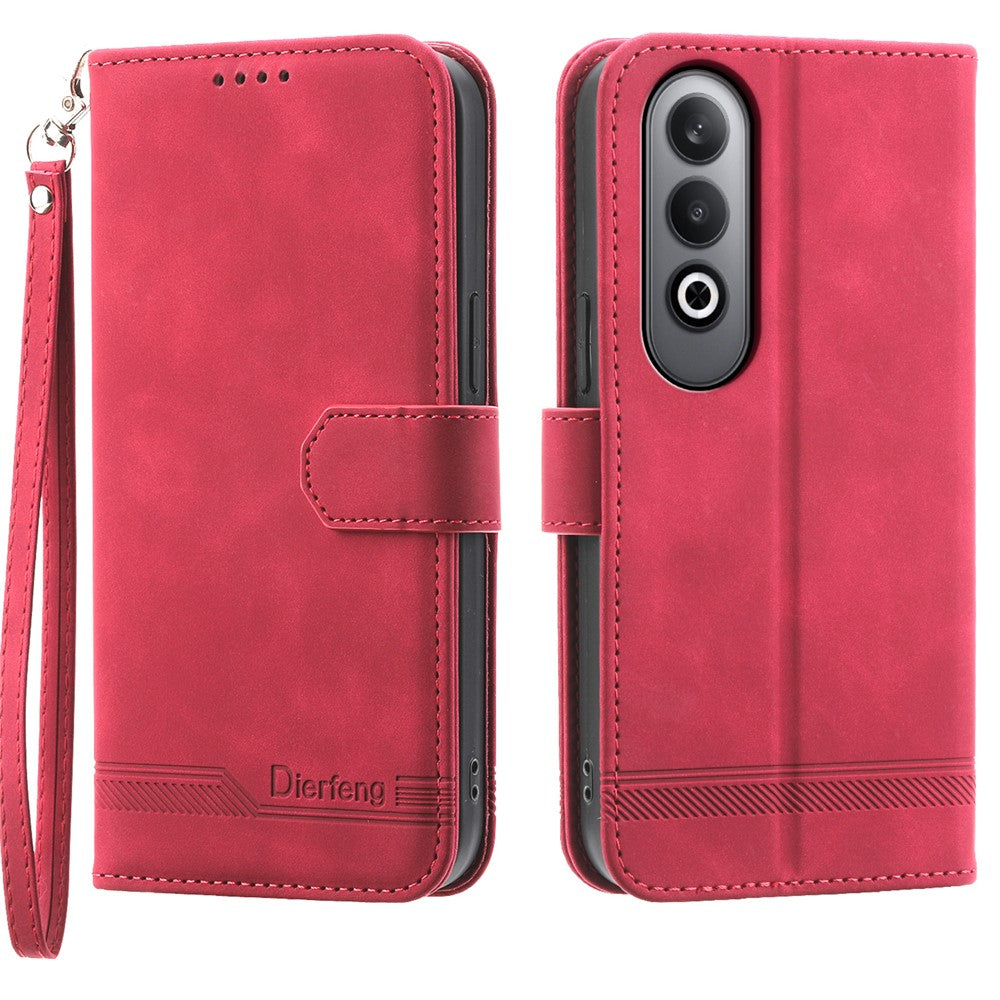 DIERFENG DF-03 For Oppo K12 / OnePlus Nord CE4 5G Wallet Case Anti-Drop Leather Phone Cover - Red
