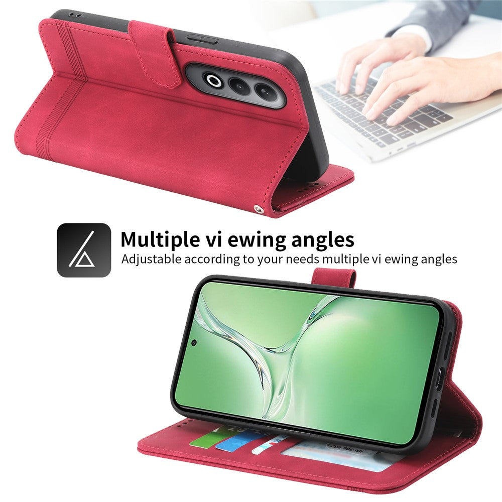 DIERFENG DF-03 For Oppo K12 / OnePlus Nord CE4 5G Wallet Case Anti-Drop Leather Phone Cover - Red