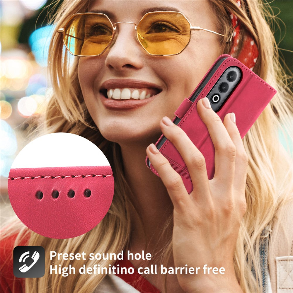 DIERFENG DF-03 For Oppo K12 / OnePlus Nord CE4 5G Wallet Case Anti-Drop Leather Phone Cover - Red