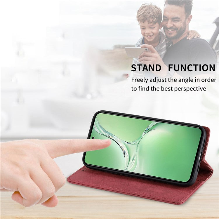 DF-05 For Oppo K12 / OnePlus Nord CE4 5G Case RFID Blocking PU Leather Wallet Phone Cover - Red