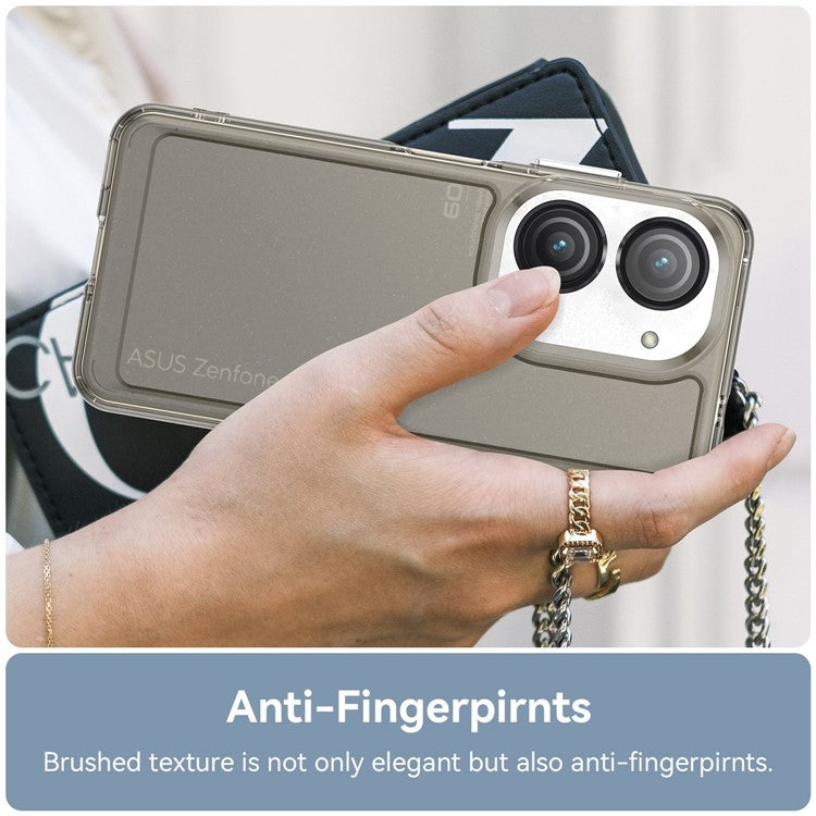 For Asus Zenfone 9 5G Candy Series Air Cushion Shock Absorption Case Soft TPU Brushed Texture Protective Cover - Transparent Grey