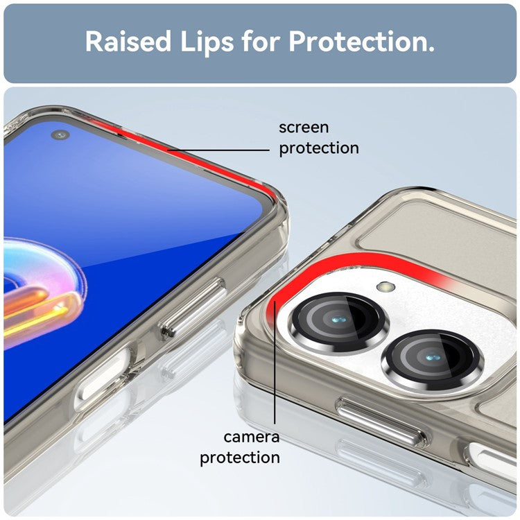 For Asus Zenfone 9 5G Candy Series Air Cushion Shock Absorption Case Soft TPU Brushed Texture Protective Cover - Transparent Grey