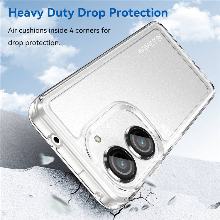 For Asus Zenfone 9 5G Candy Series Air Cushion Shock Absorption Case Soft TPU Brushed Texture Protective Cover - Transparent