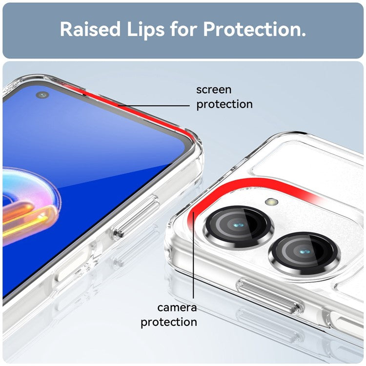 For Asus Zenfone 9 5G Candy Series Air Cushion Shock Absorption Case Soft TPU Brushed Texture Protective Cover - Transparent