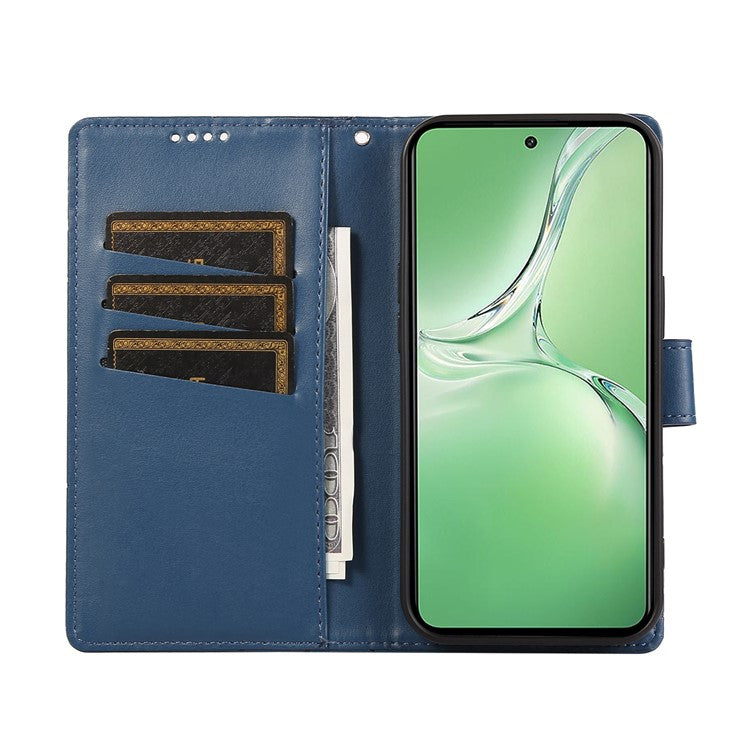 DF-06 For Oppo K12 / Nord CE4 5G Phone Case Leather Flip Wallet Cover Line Imprint - Blue