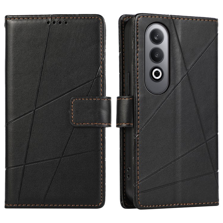 DF-06 For Oppo K12 / Nord CE4 5G Phone Case Leather Flip Wallet Cover Line Imprint - Black