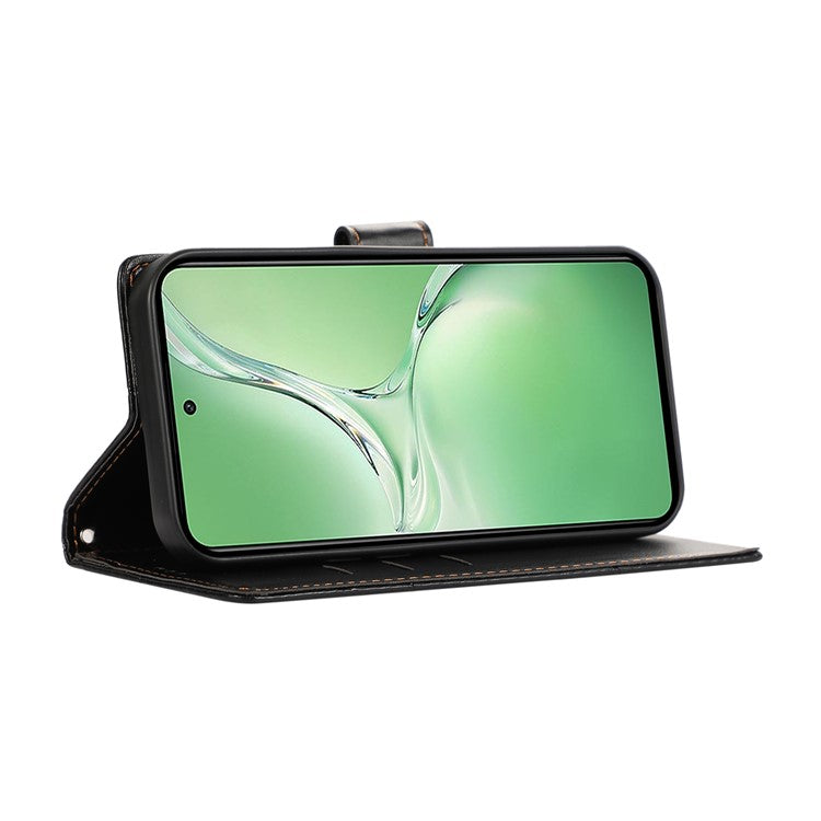 DF-06 For Oppo K12 / Nord CE4 5G Phone Case Leather Flip Wallet Cover Line Imprint - Black