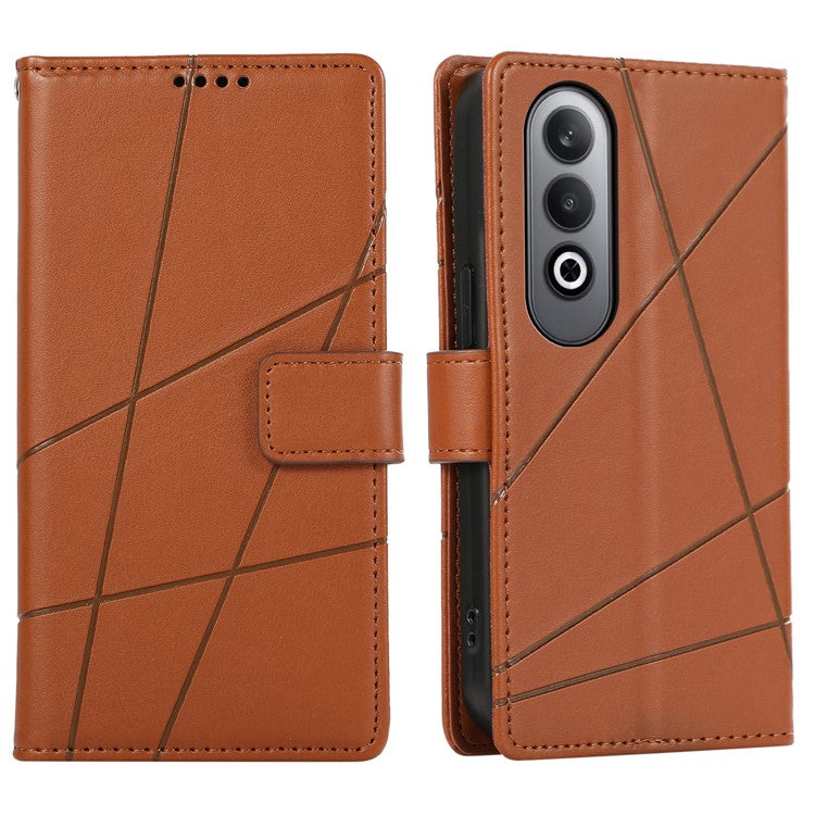 DF-06 For Oppo K12 / Nord CE4 5G Phone Case Leather Flip Wallet Cover Line Imprint - Brown