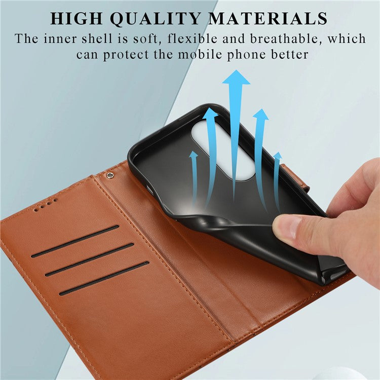 DF-06 For Oppo K12 / Nord CE4 5G Phone Case Leather Flip Wallet Cover Line Imprint - Brown