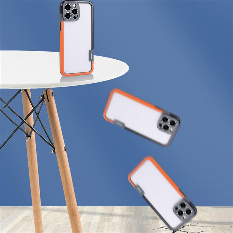 WOLMTT For iPhone 16 Pro Case Color Frame PC+TPU Clear Phone Cover - Purple+Pink