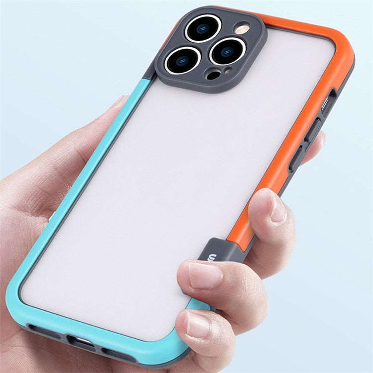 WOLMTT For iPhone 16 Pro Case Color Frame PC+TPU Clear Phone Cover - Blue+Yellow