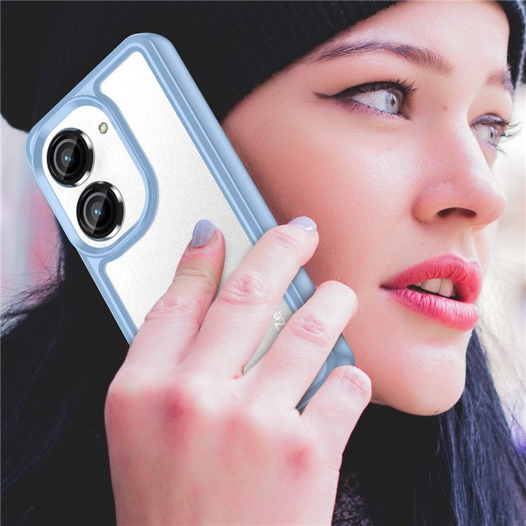 For Asus Zenfone 9 5G / 10 5G TPU + Acrylic Clear Back Phone Protective Case Anti-drop Anti-scratch Back Cover - Blue