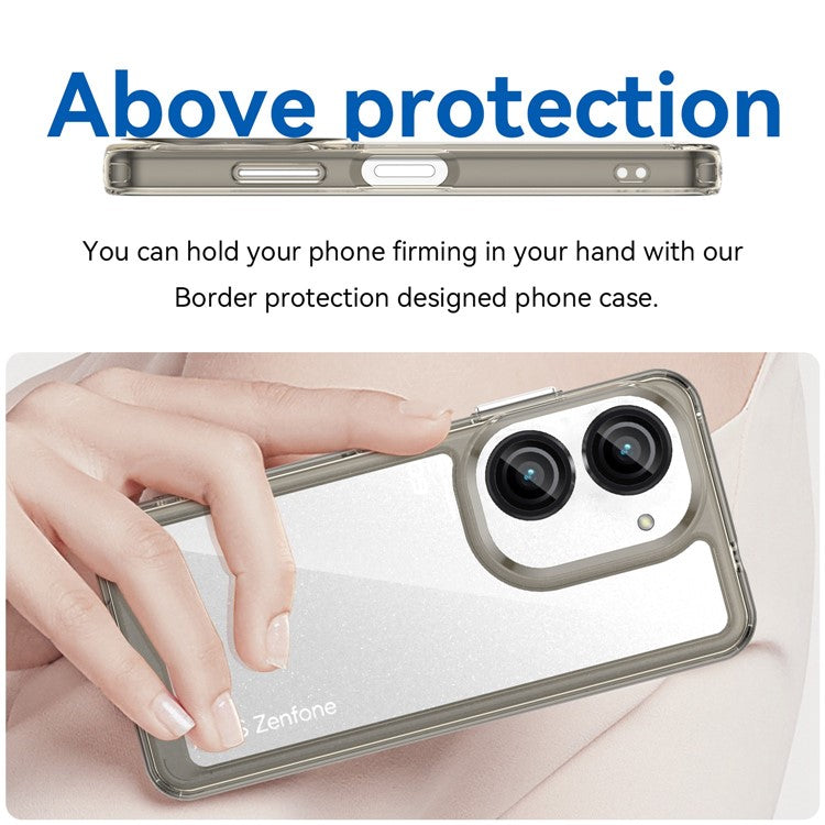 For Asus Zenfone 9 5G / 10 5G TPU + Acrylic Clear Back Phone Protective Case Anti-drop Anti-scratch Back Cover - Transparent Grey