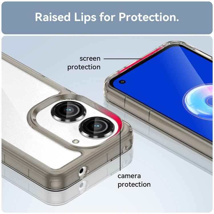 For Asus Zenfone 9 5G / 10 5G TPU + Acrylic Clear Back Phone Protective Case Anti-drop Anti-scratch Back Cover - Transparent Grey