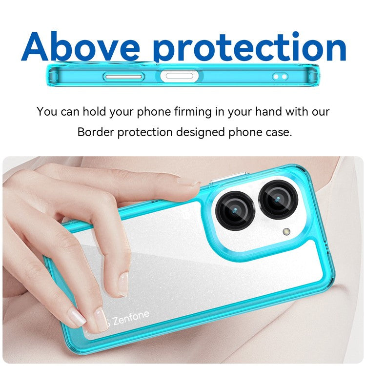 For Asus Zenfone 9 5G / 10 5G TPU + Acrylic Clear Back Phone Protective Case Anti-drop Anti-scratch Back Cover - Transparent Blue