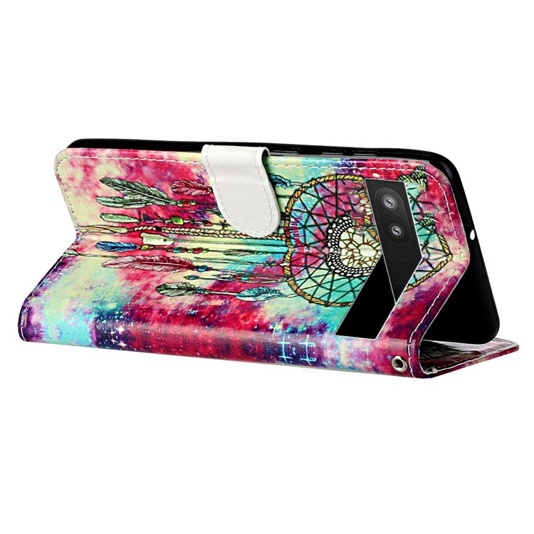 For Google Pixel 8a Case Leather Pattern Design Flip Wallet Phone Cover - Dream Catcher