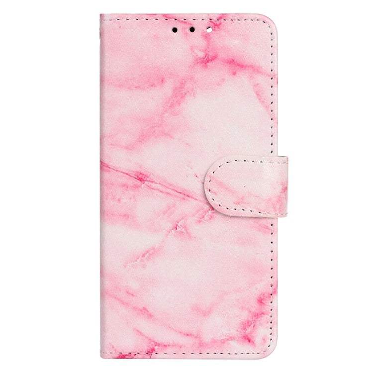 For Google Pixel 8a Case Leather Pattern Design Flip Wallet Phone Cover - Pink Marble
