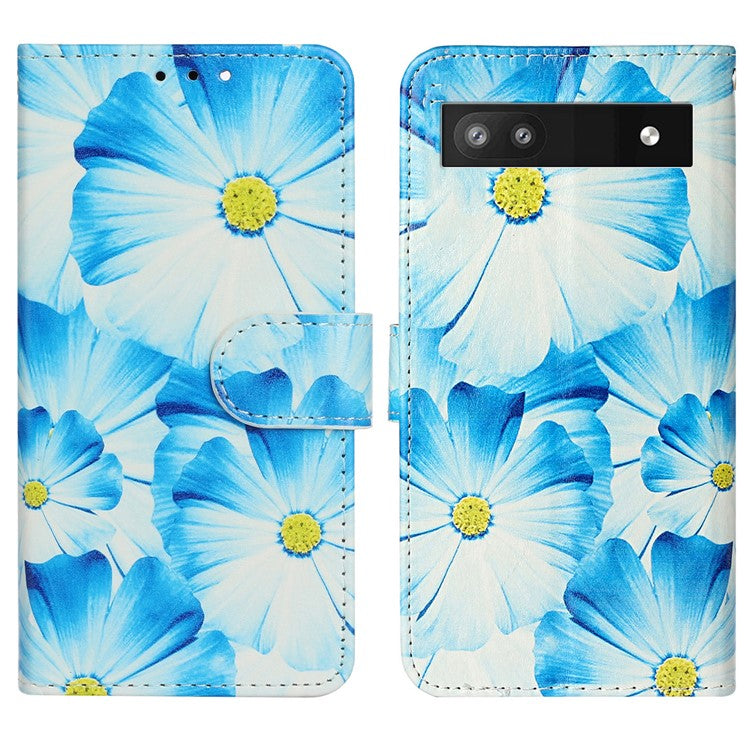 For Google Pixel 8a Case Leather Pattern Design Flip Wallet Phone Cover - Orchid