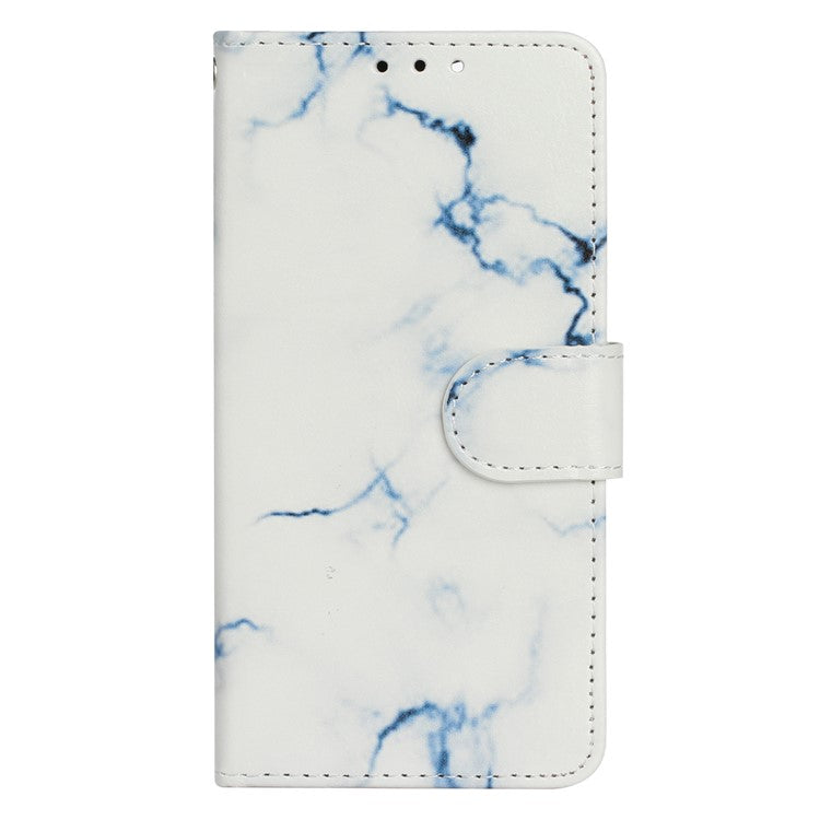 For Google Pixel 8a Case Leather Pattern Design Flip Wallet Phone Cover - White Marble