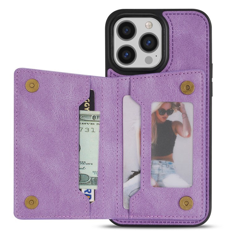 For iPhone 16 Pro Case Line Imprinted Color Splicing Leather Phone Cover - Purple
