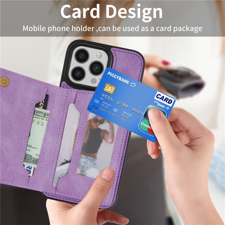 For iPhone 16 Pro Case Line Imprinted Color Splicing Leather Phone Cover - Purple