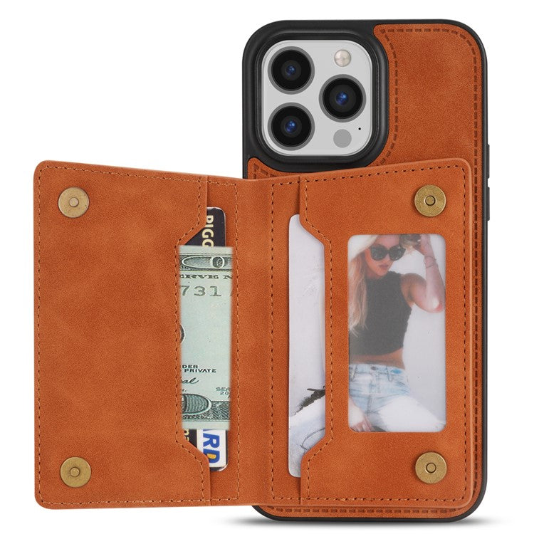 For iPhone 16 Pro Case Line Imprinted Color Splicing Leather Phone Cover - Orange