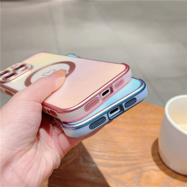 For iPhone 16 Pro Magnetic Case TPU Gradient Electroplated Phone Cover - Colorful Blue