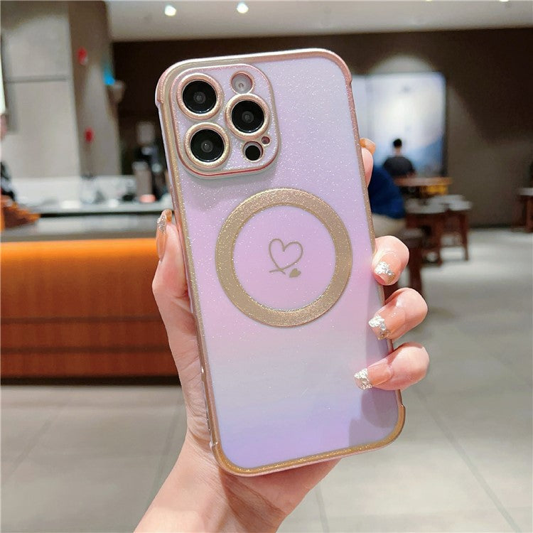 For iPhone 16 Pro Magnetic Case TPU Gradient Electroplated Phone Cover - Colorful Purple