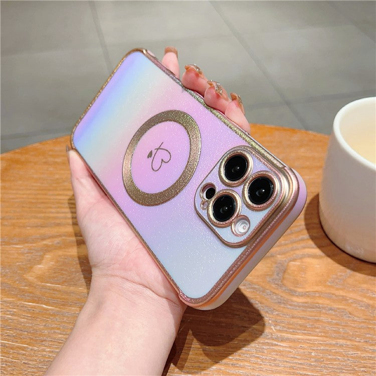 For iPhone 16 Pro Magnetic Case TPU Gradient Electroplated Phone Cover - Colorful Purple