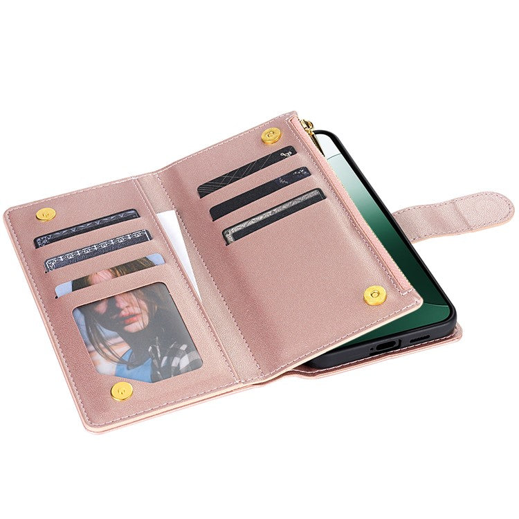 CSJ-P2 For Google Pixel 8 Pro Case Rhombus Stitching Design Leather Wallet Phone Cover with Long / Short Strap - Rose Gold